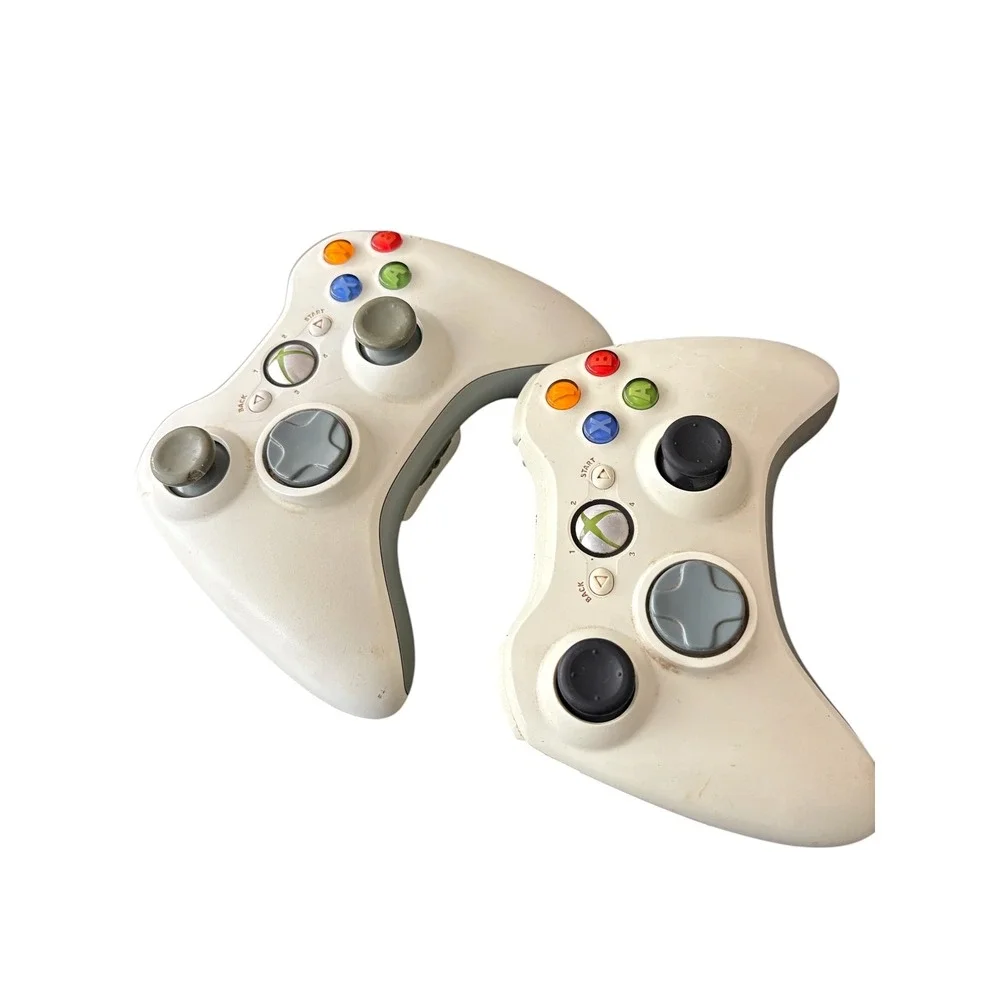 Lot of 2 Microsoft Xbox 360 Wireless Controllers White OEM Genuine Gamepads